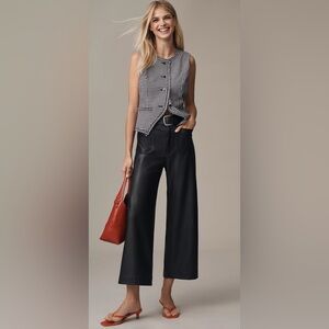 NWT Colette Faux Leather Crop Wide-Leg Pants by Maeve
